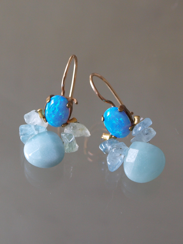 earrings Bee lab. opal, aquamarine, amazonite